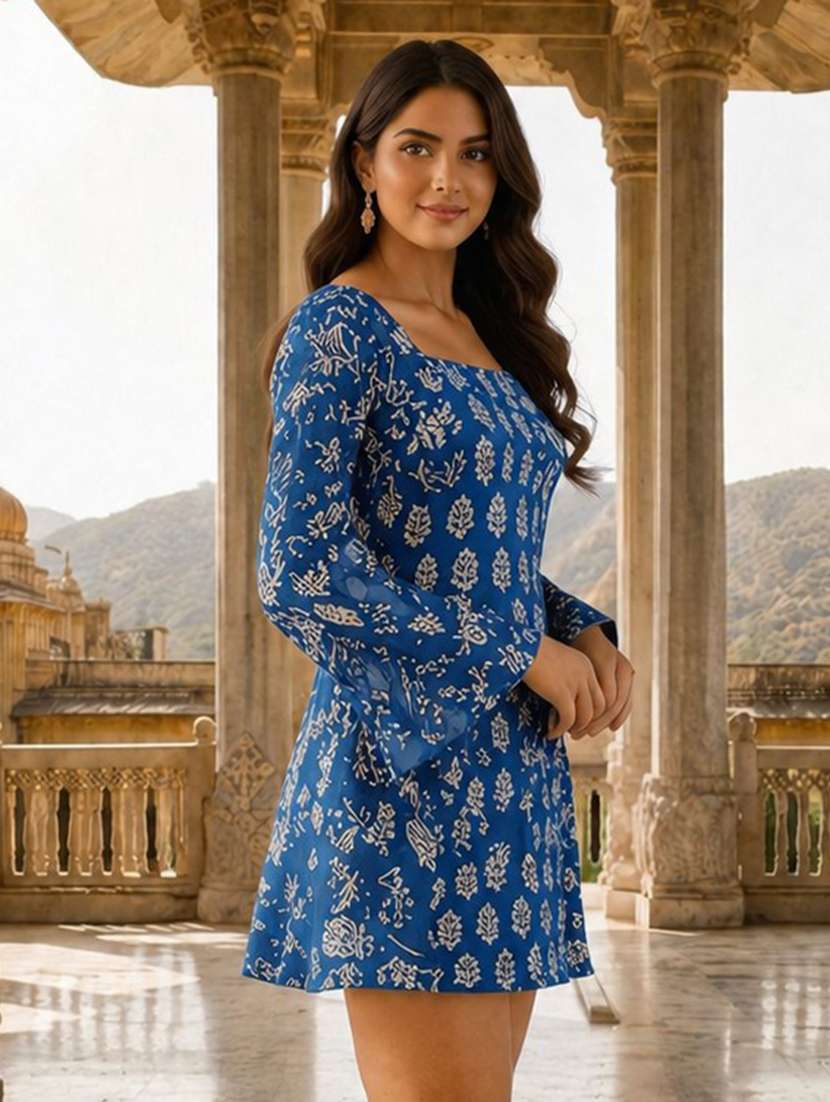 women printed bell sleeves a-line dress - 22598858 -  Standard Image - 1