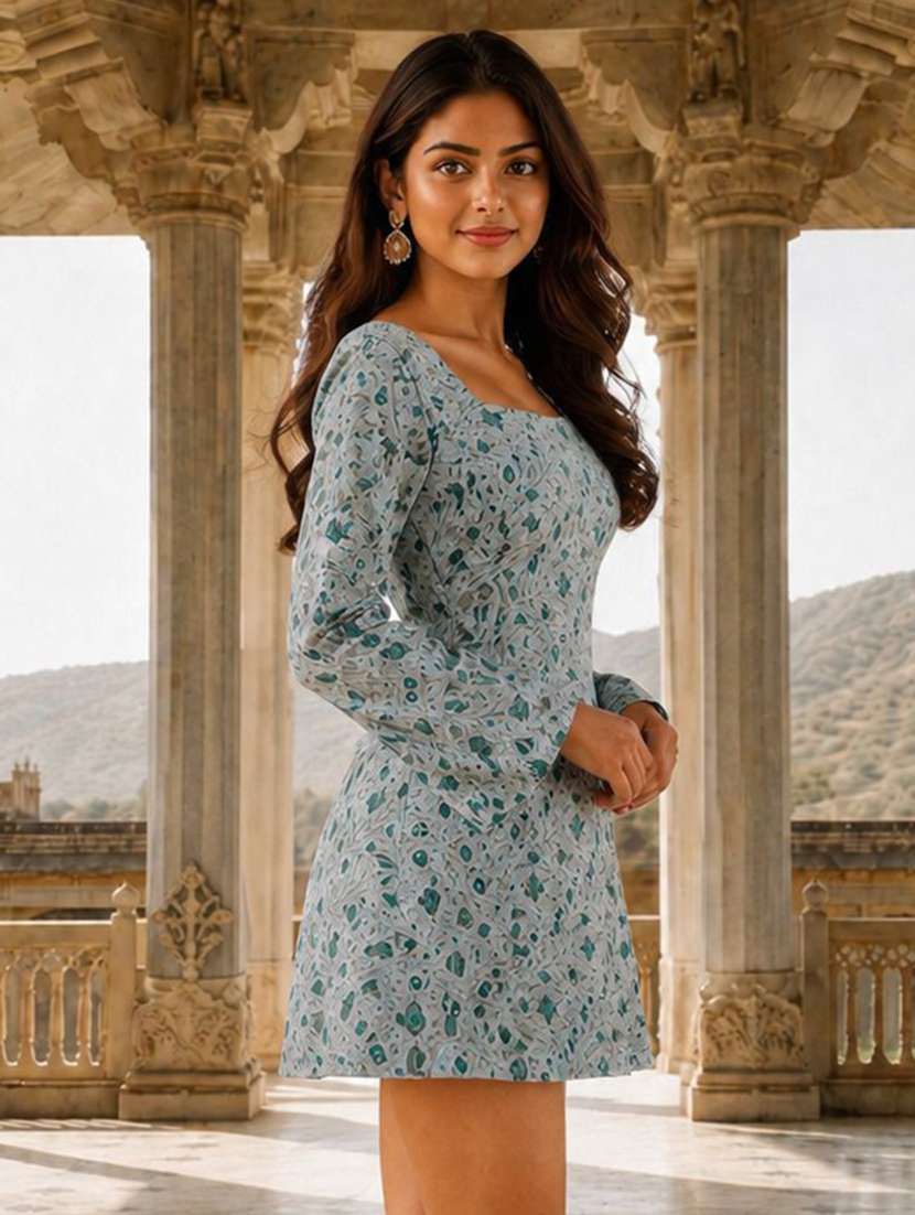 women printed bell sleeves a-line dress - 22598862 -  Standard Image - 1