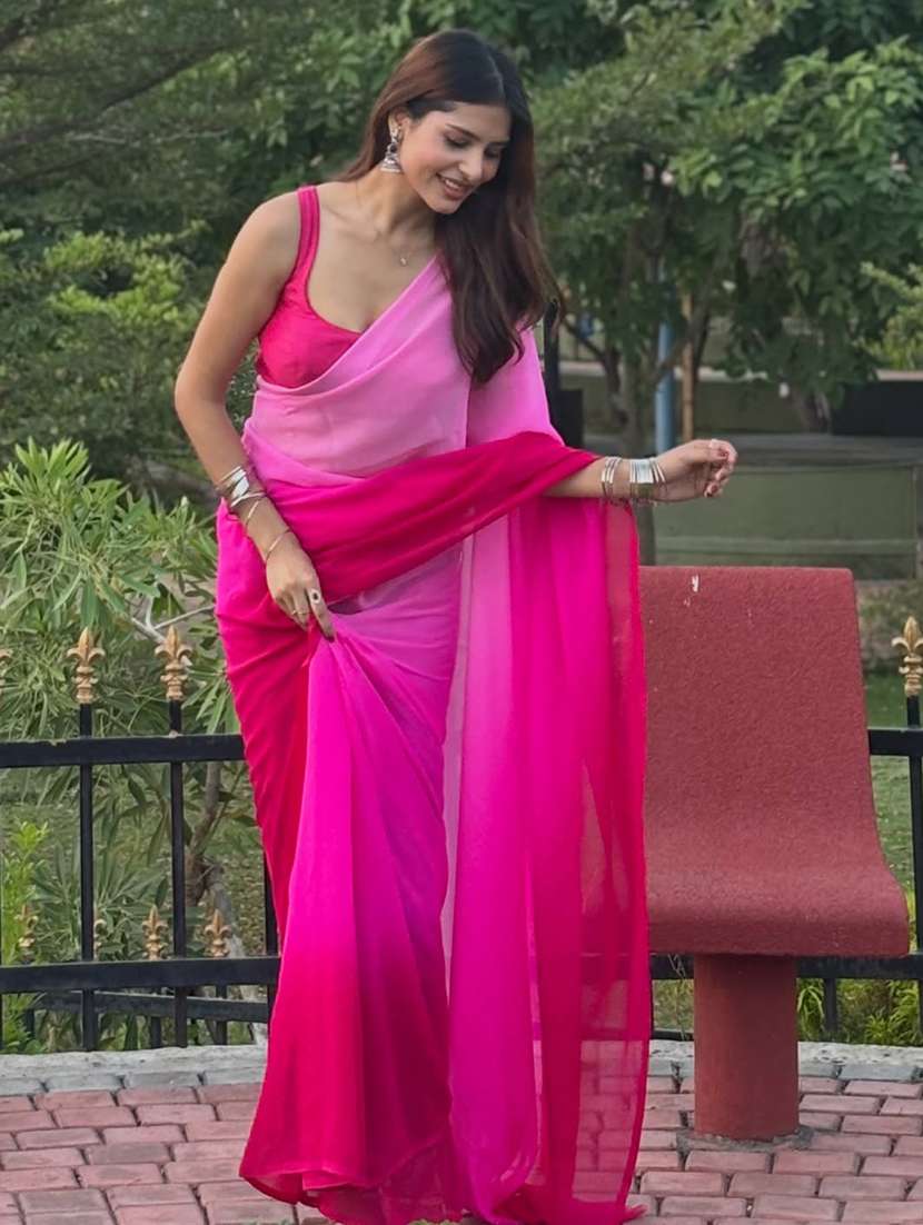 women ombre printed saree with blouse