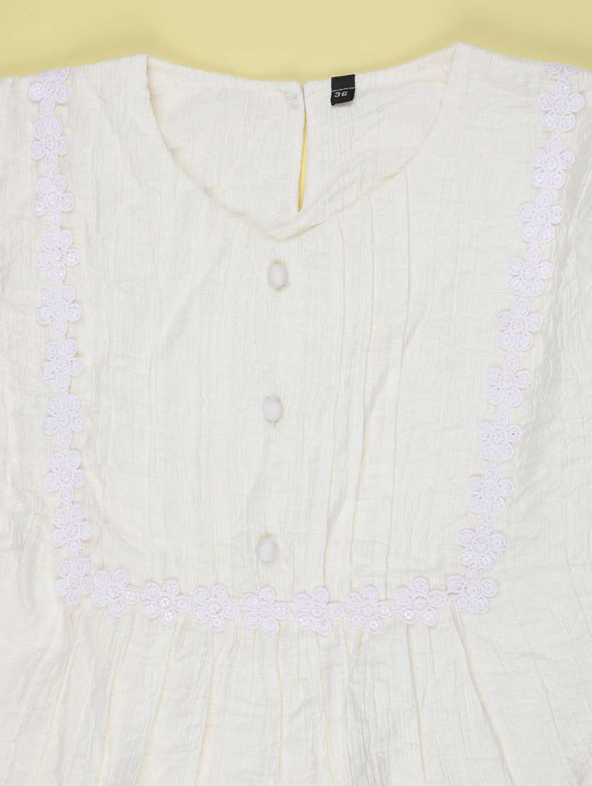 Women Solid Three Quarter Sleeves A-line Top - 22600127 -  Standard Image - 4