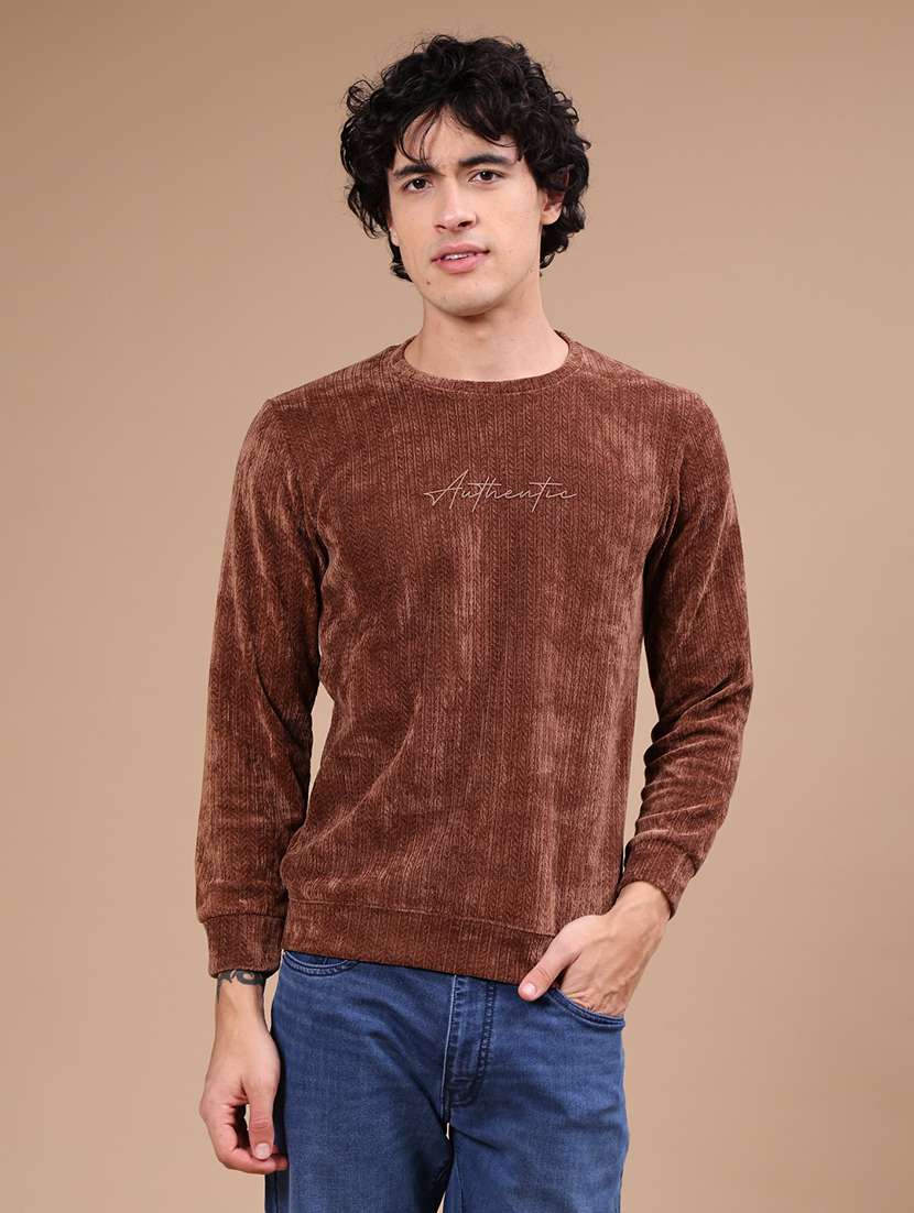 Men Self Design Long Sleeves Regular Fit Sweatshirt - 22600533 -  Standard Image - 1