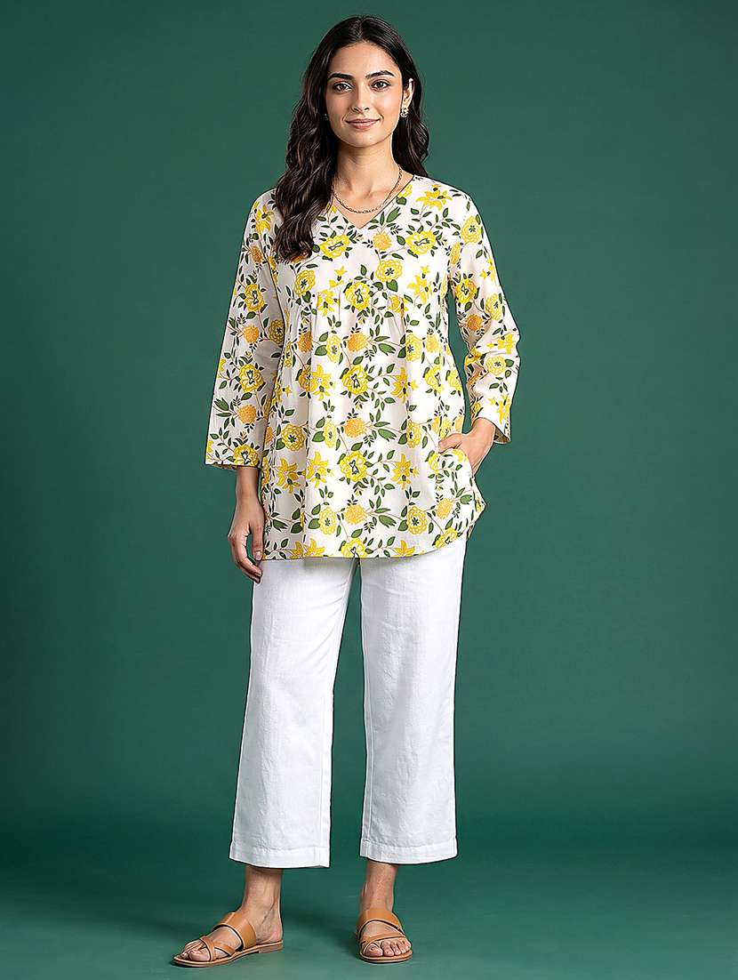 Women Printed Three Quarter Sleeves A-line Kurti - 22600579 -  Standard Image - 4
