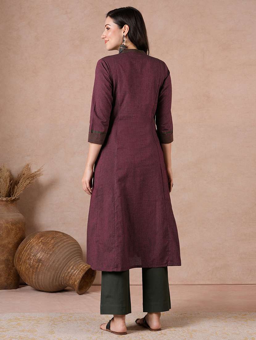 women printed three quarters leeves a-line kurta - 22601139 -  Standard Image - 4