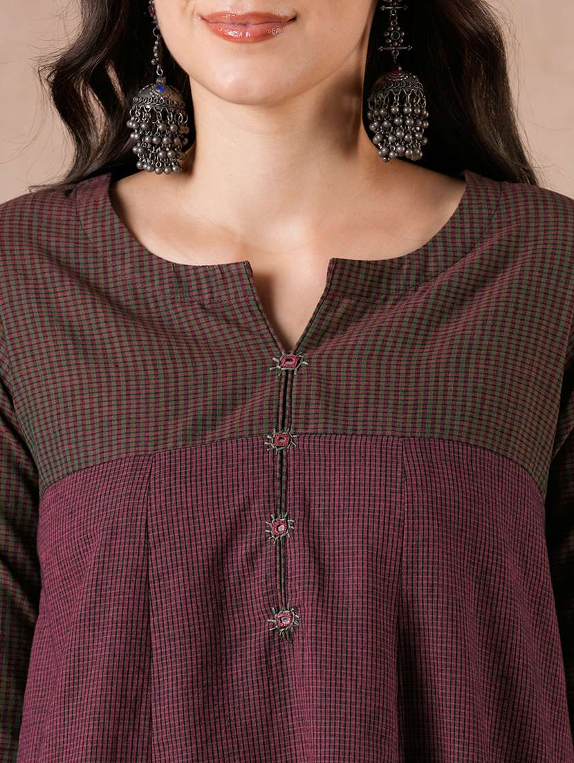 women printed three quarter sleeves a-line kurta - 22601140 -  Standard Image - 1