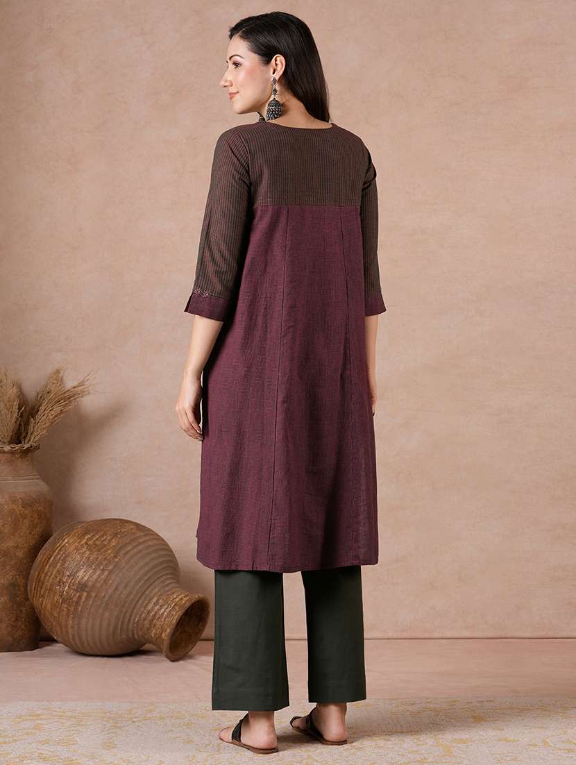 women printed three quarter sleeves a-line kurta - 22601140 -  Standard Image - 4