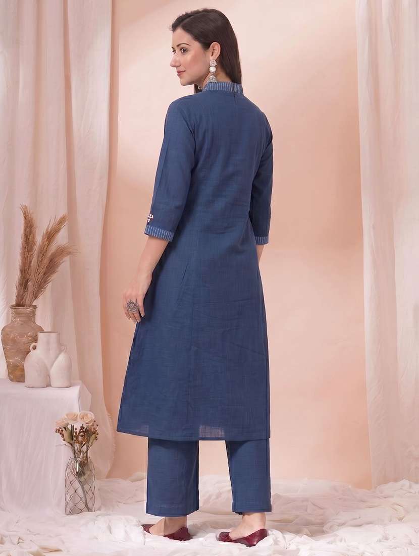 women self design three quarter sleeves a-line kurta - 22601152 -  Standard Image - 4