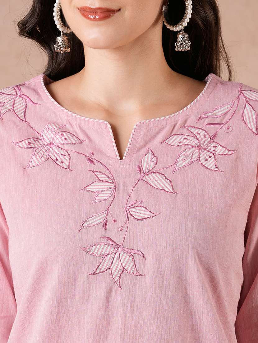 women embroidered three quarter sleeves kurta pant set with dupatta - 22601154 -  Standard Image - 1