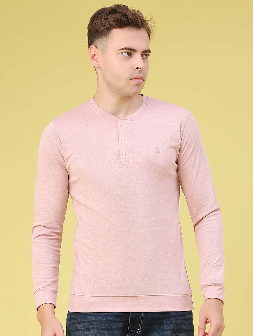Men Solid Long Sleeves Slim Fit T-shirt - 22601303 -  Standard Image - 1
