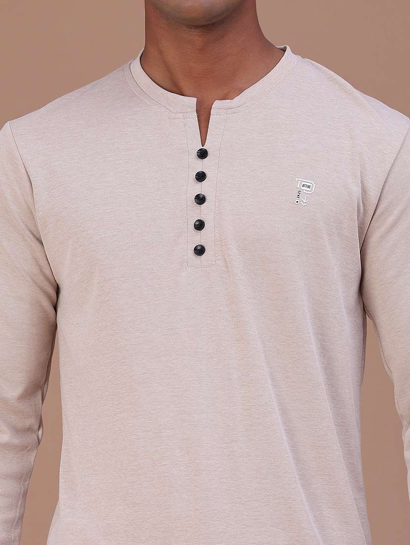 Men Solid Long Sleeves Slim Fit T-shirt - 22601313 -  Standard Image - 1