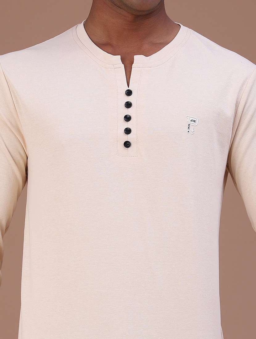 Men Solid Long Sleeves Slim Fit T-shirt - 22601314 -  Standard Image - 1