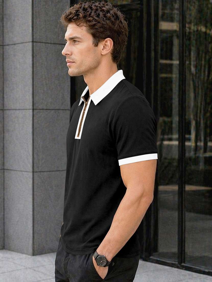 men textured short sleeve regular fit polo t-shirt - 22602429 -  Standard Image - 1