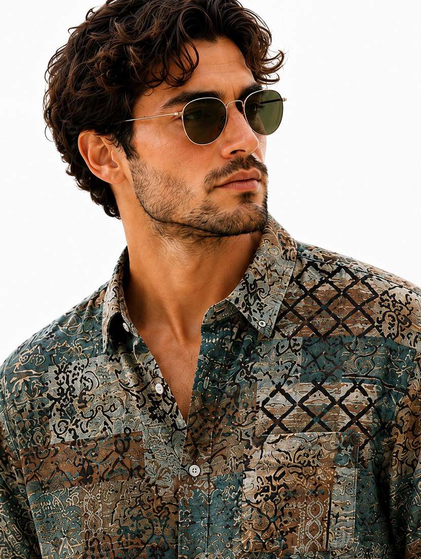Men Printed Short Sleeve Regular Fit Casual Shirt - 22602444 -  Standard Image - 1