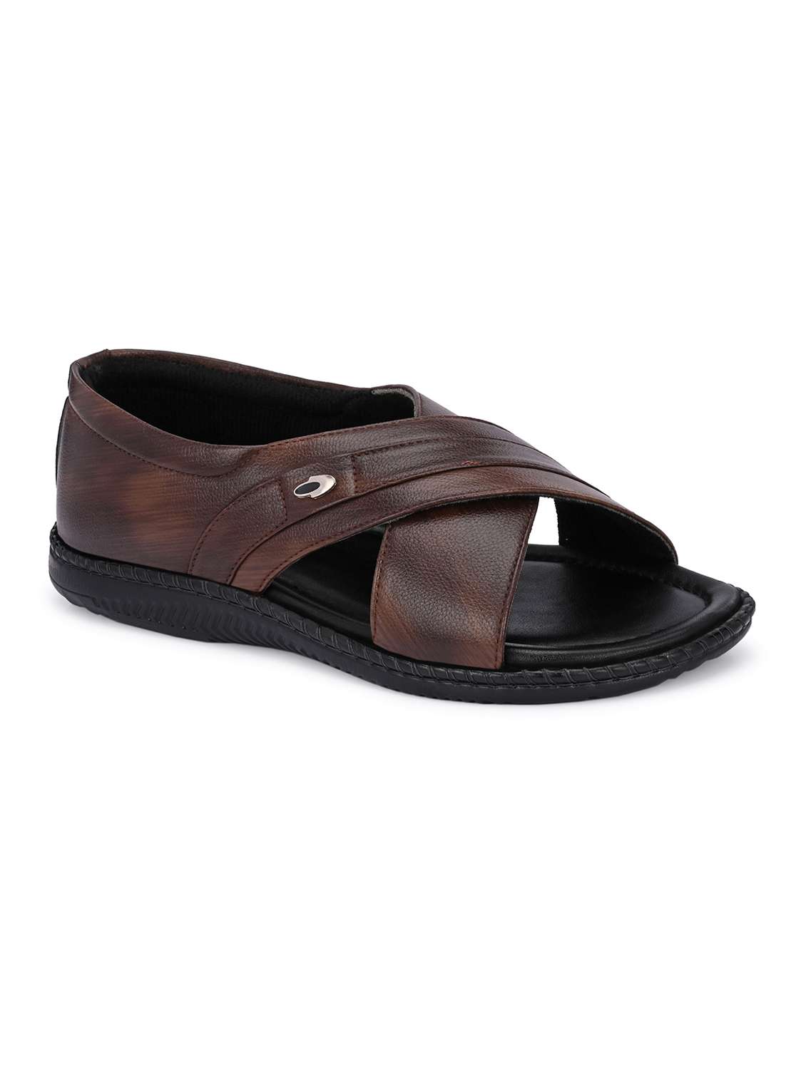men brown slip on sandal - 22602481 -  Standard Image - 1