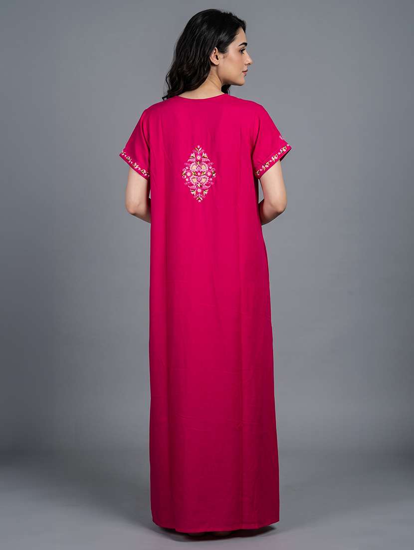 women embroidered short sleeves nighty - 22602484 -  Standard Image - 4