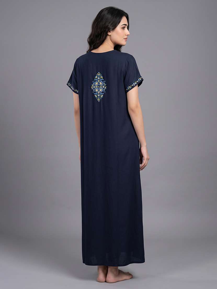 women embroidered short sleeves nighty - 22602490 -  Standard Image - 4