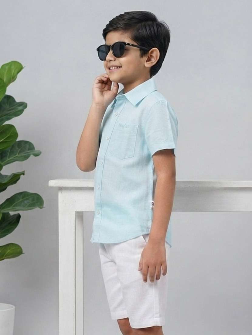 boys solid short sleeves regular fit shirt - 22602521 -  Standard Image - 1