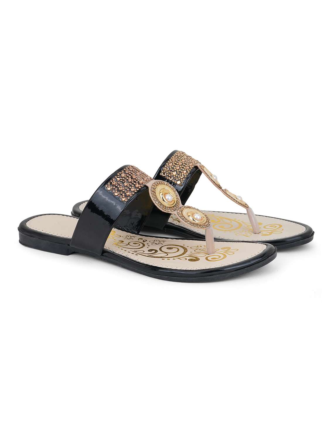 women embellished toe separator flats
