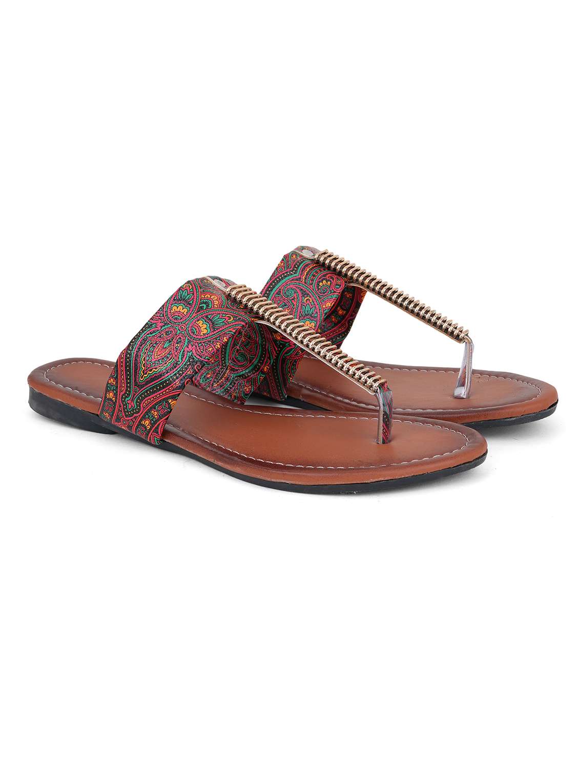 women printed toe separator flats - 22602682 -  Standard Image - 1