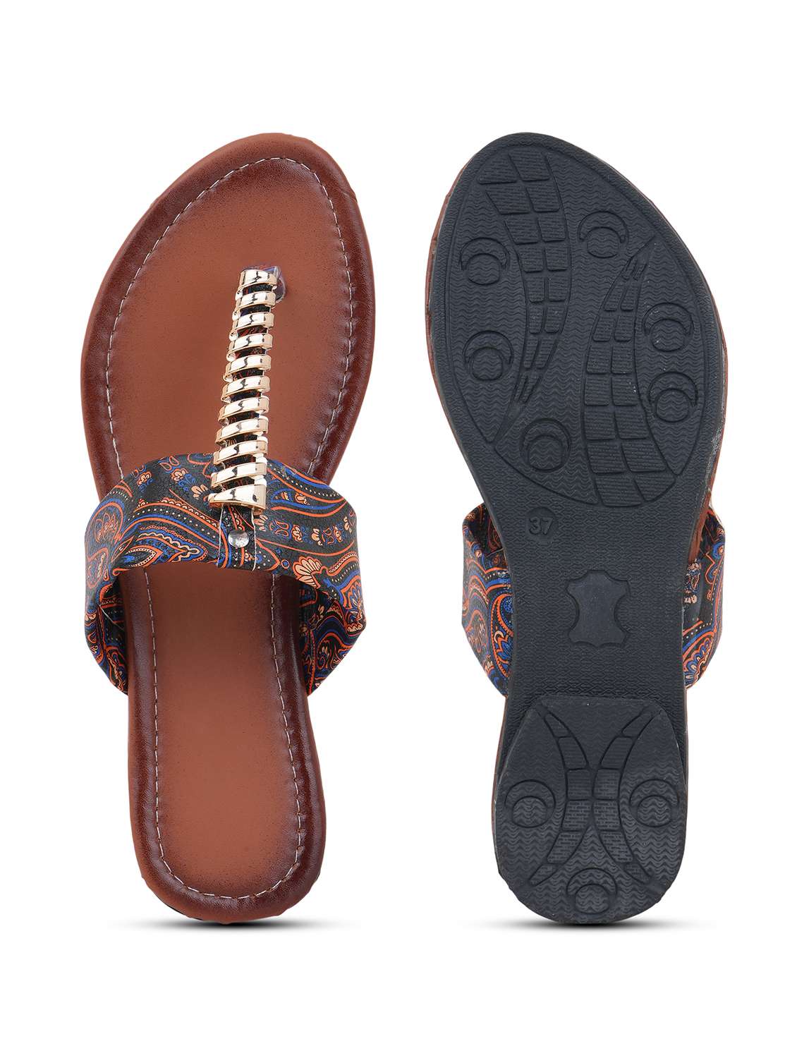women printed toe separator flats - 22602683 -  Standard Image - 4