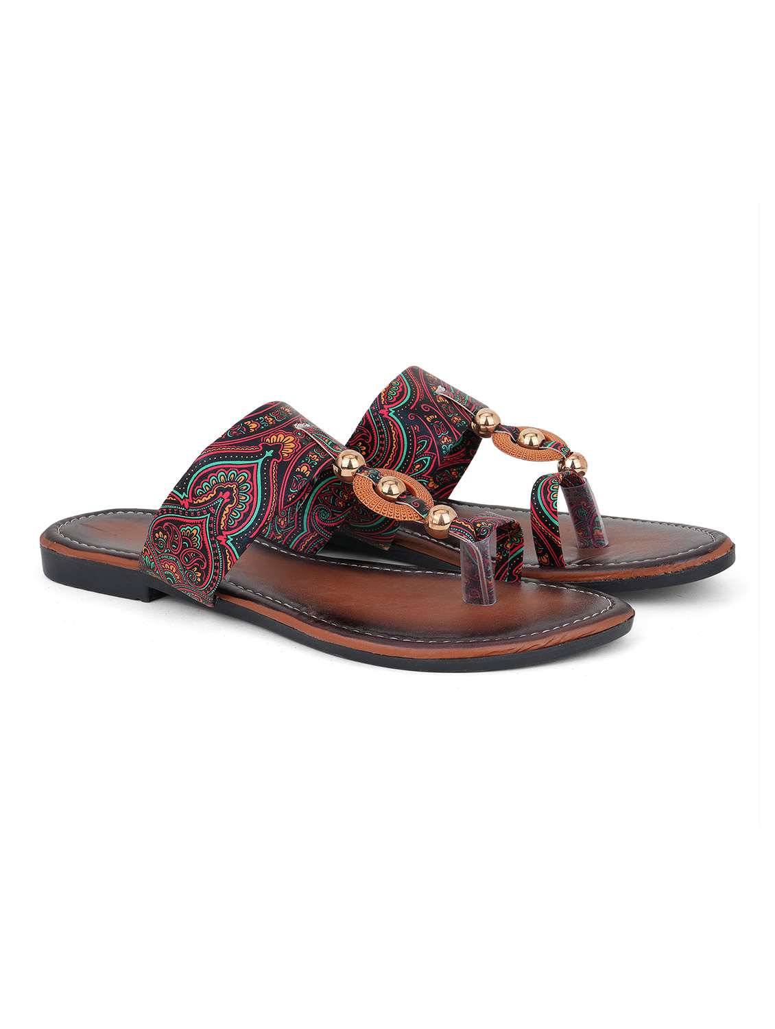 women printed one toe flats - 22602707 -  Standard Image - 1