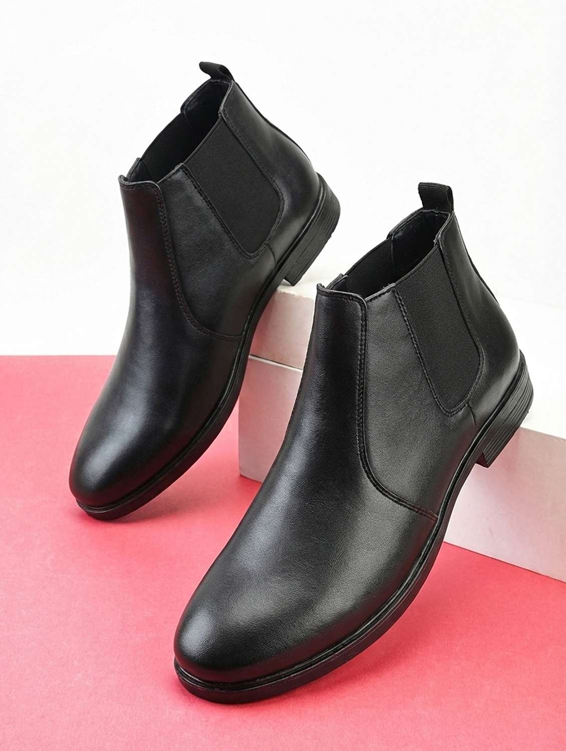 men solid low ankle boots