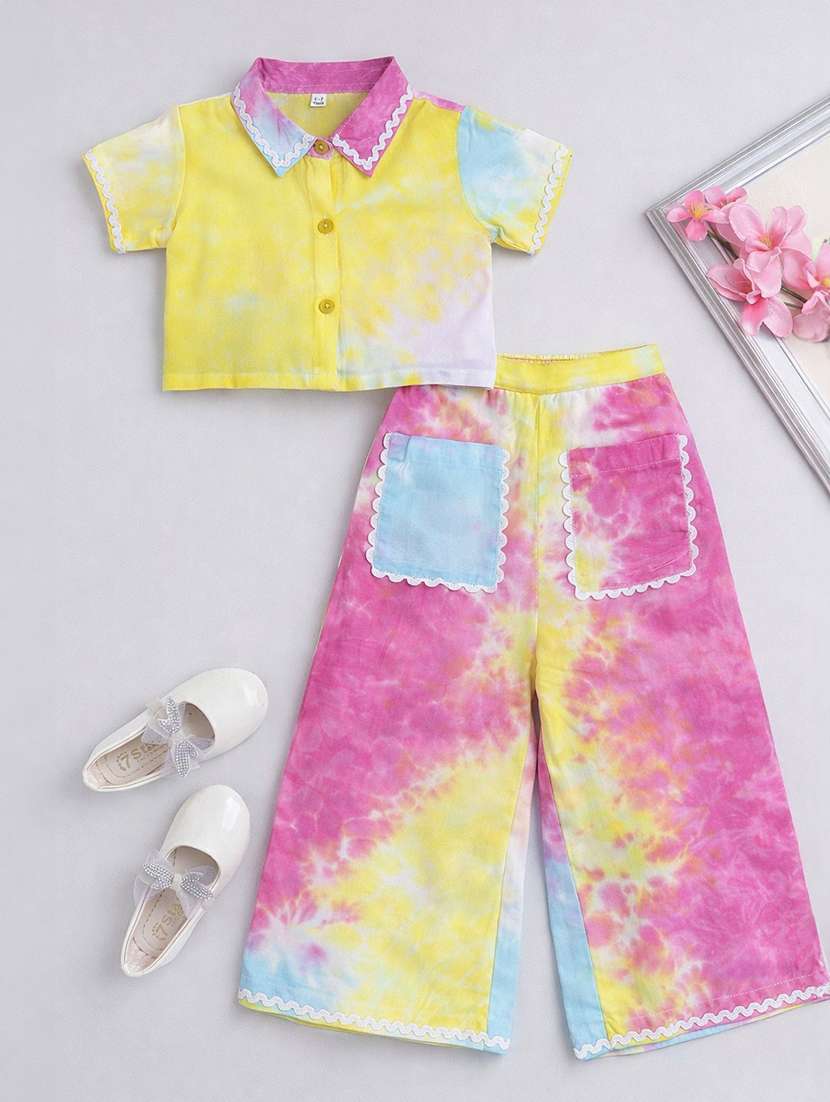 girls tie and dye short sleeves top and trouser co-ord set - 22602923 -  Standard Image - 1