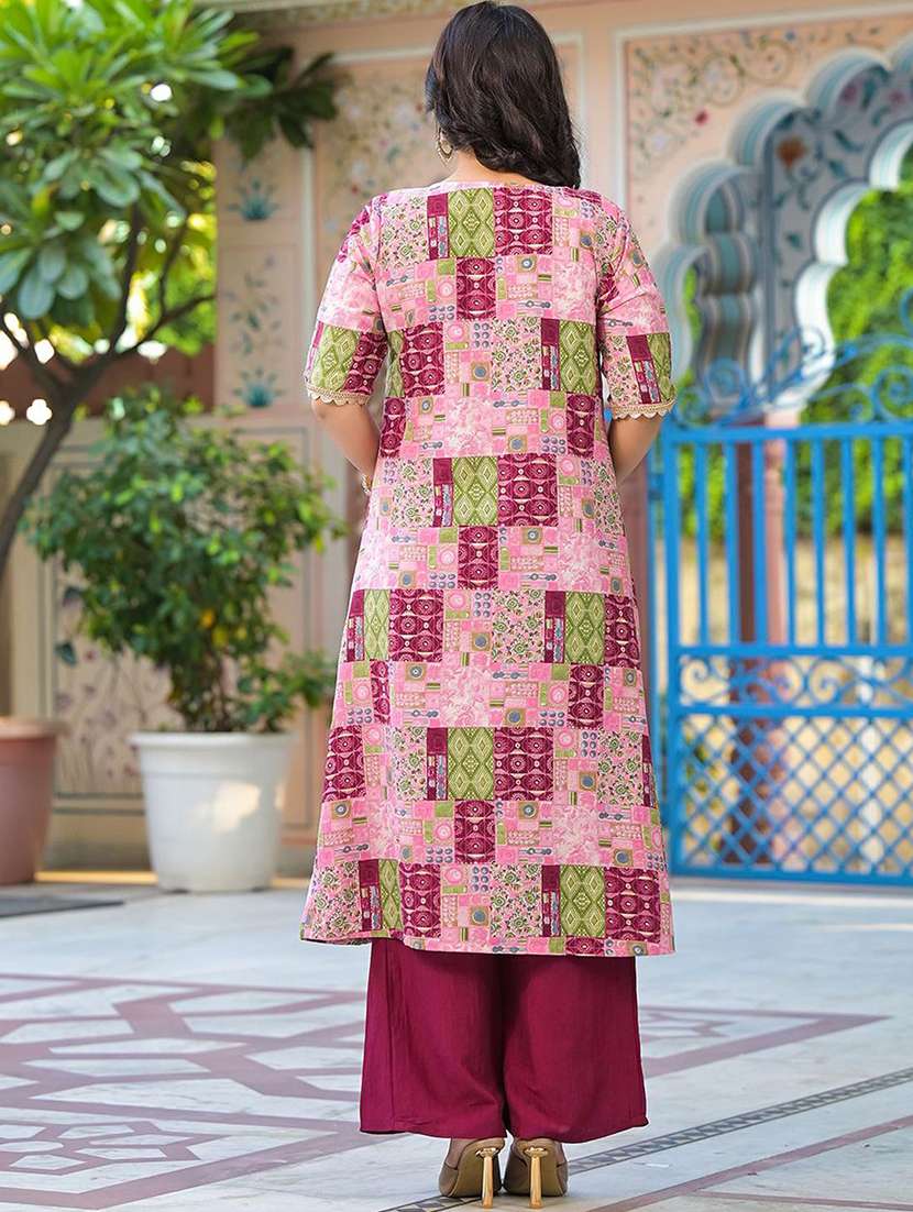 women printed short sleeves fusion set with jacket - 22603002 -  Standard Image - 4
