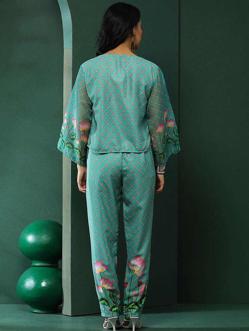 Women Printed Long Sleeves Top And Trouser Co-ord Set - 22603024 -  Standard Image - 4