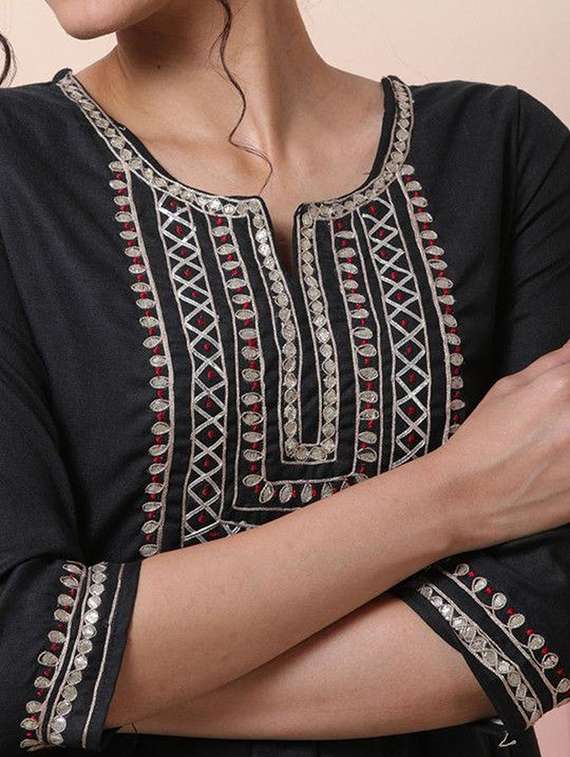 women embellished three quarter sleeves anarkali kurta - 22603034 -  Standard Image - 1