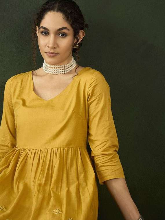 women embroidered three quarter sleeves anarkali  kurta - 22603040 -  Standard Image - 1