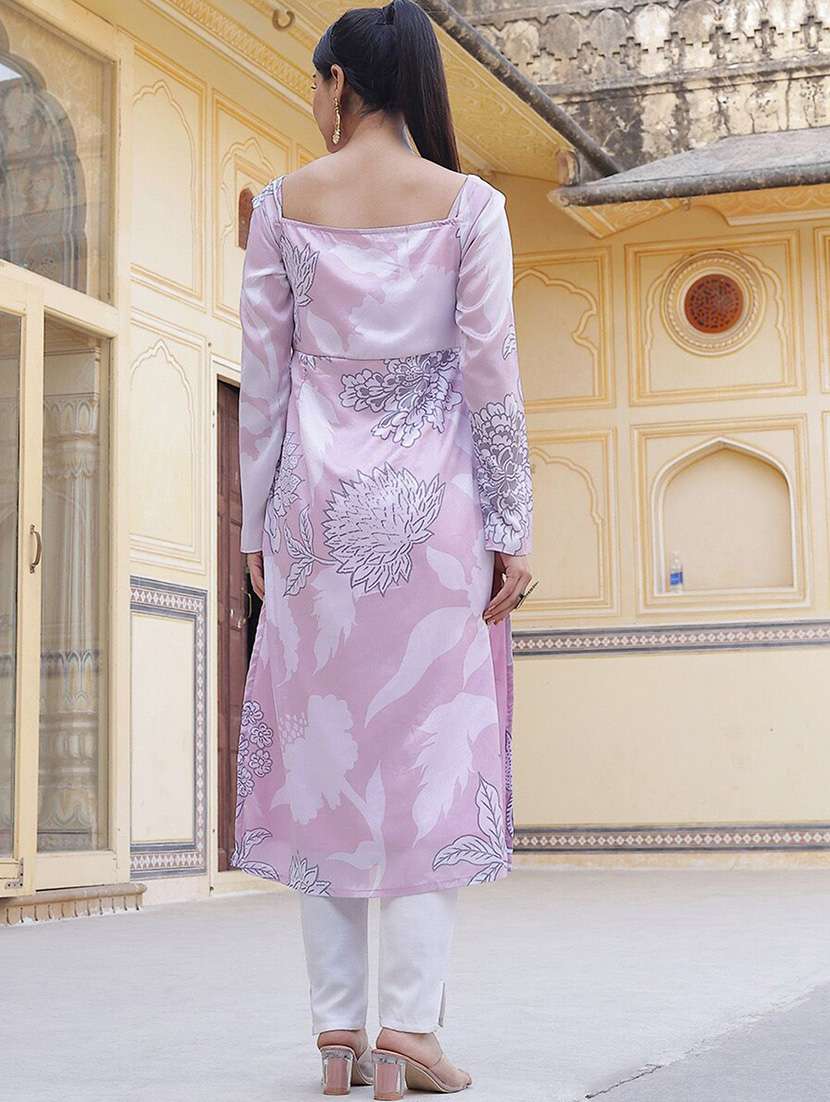 Women Printed Long Sleeves Straight Kurta - 22603045 -  Standard Image - 4