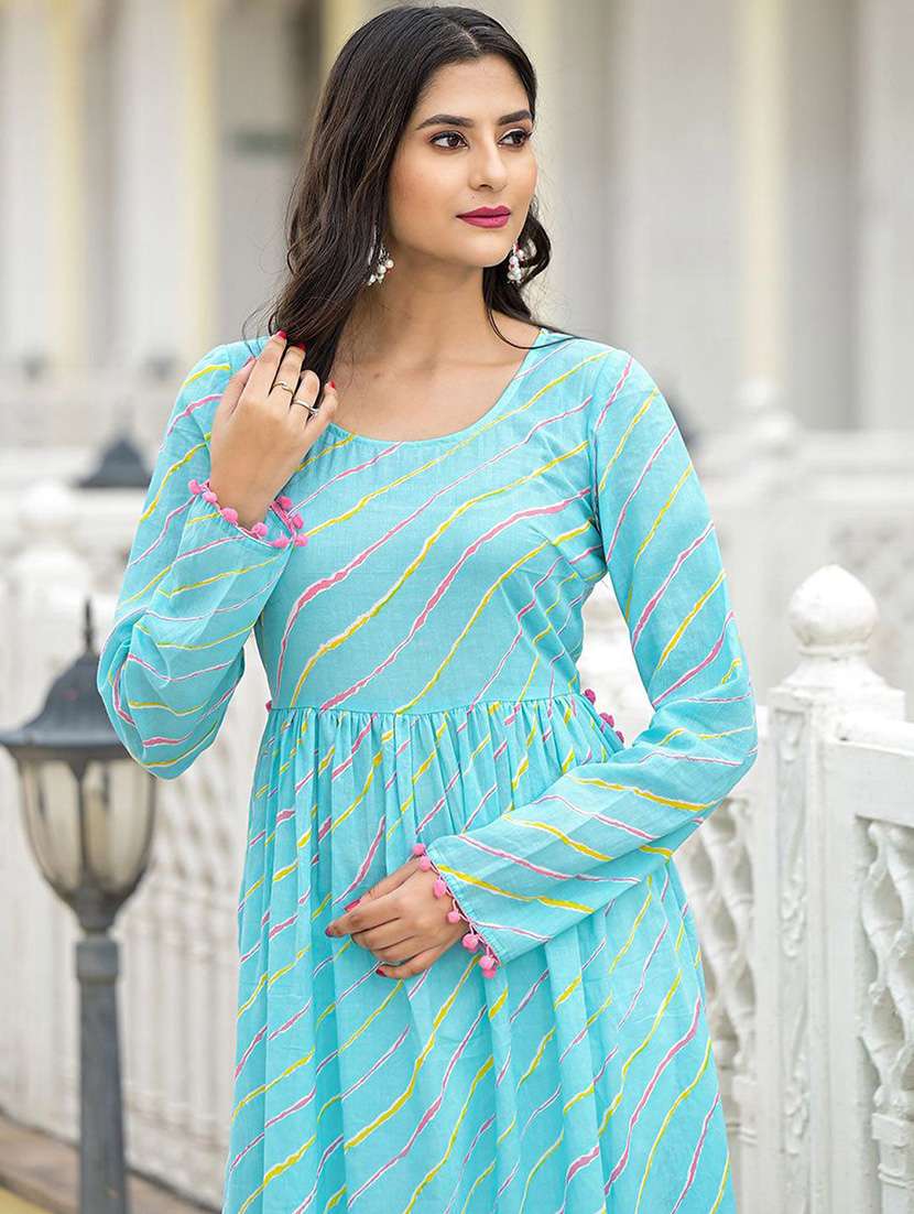 women printed long sleeves anarkali kurta - 22603046 -  Standard Image - 1