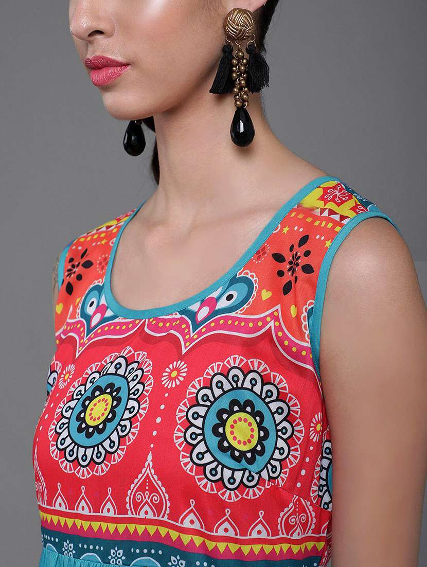 women printed sleeveless anarkali kurta - 22603066 -  Standard Image - 1