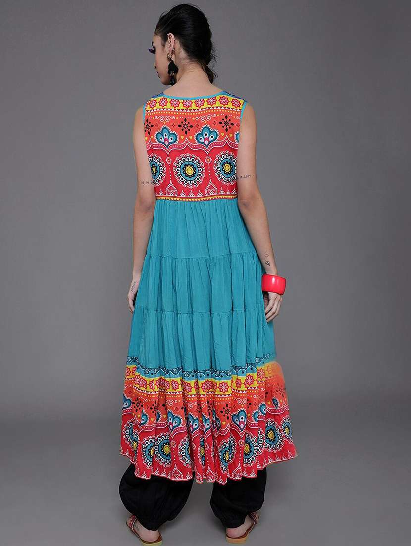 women printed sleeveless anarkali kurta - 22603066 -  Standard Image - 4