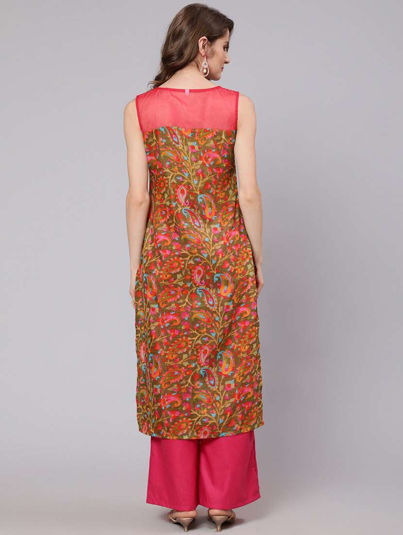 Women Printed Sleeveless Straight Kurta - 22603069 -  Standard Image - 4