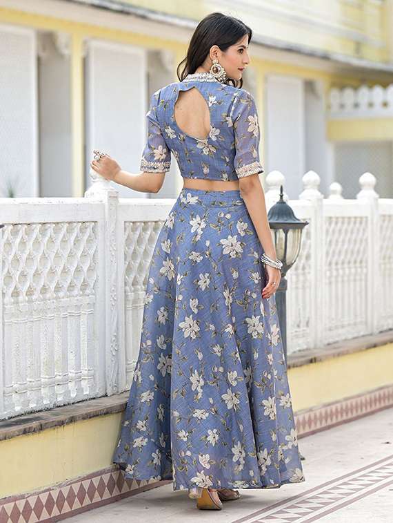 women printed short sleeves lehenga choli set - 22603102 -  Standard Image - 4