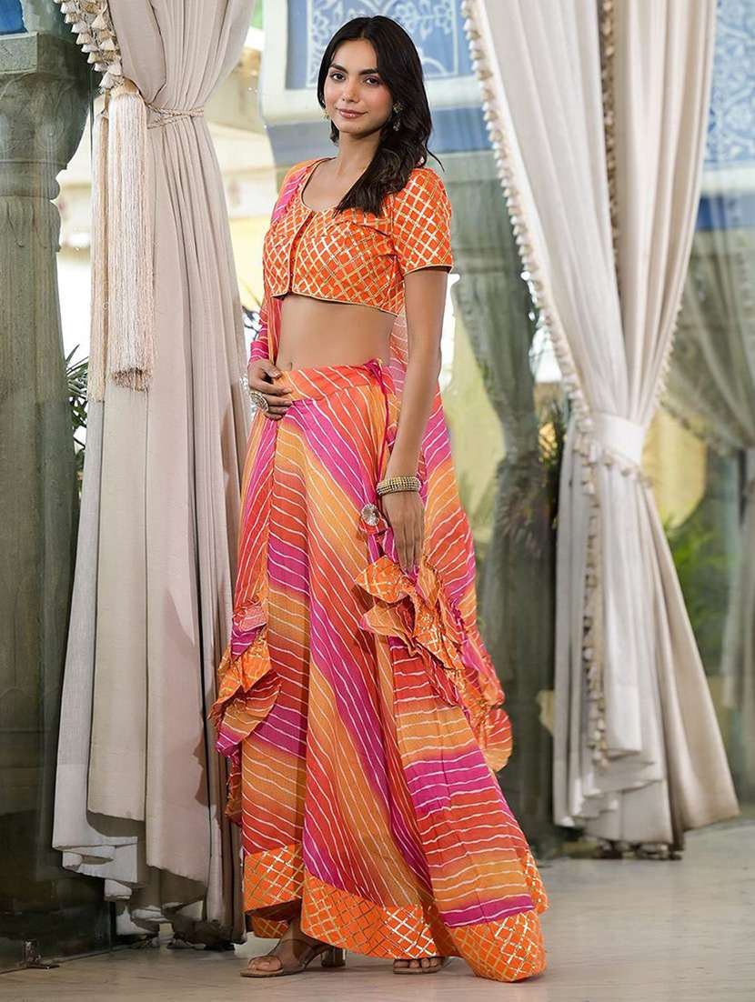 Women Printed Short Sleeves Lehenga Choli Set - 22603103 -  Standard Image - 4