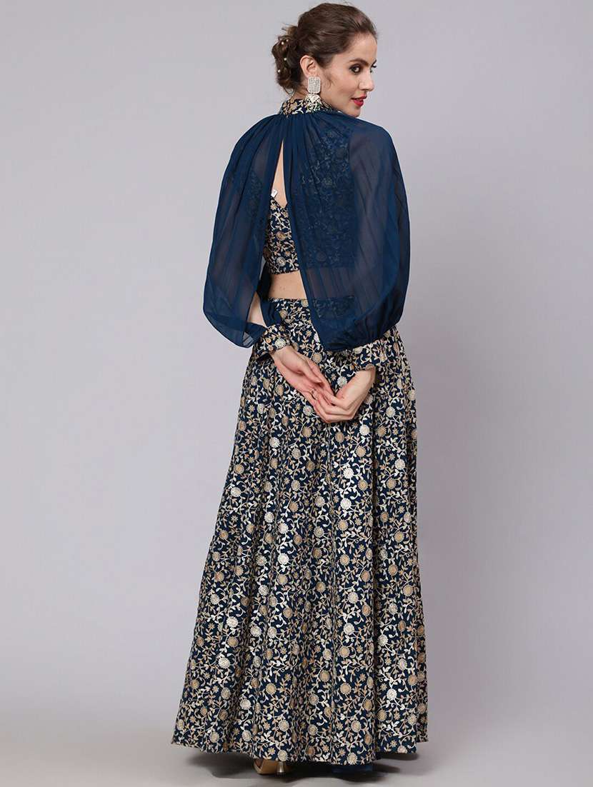 Women Embroidered Sleeveless Top And Skirt Set With Detachable Sleeves - 22603123 -  Standard Image - 4