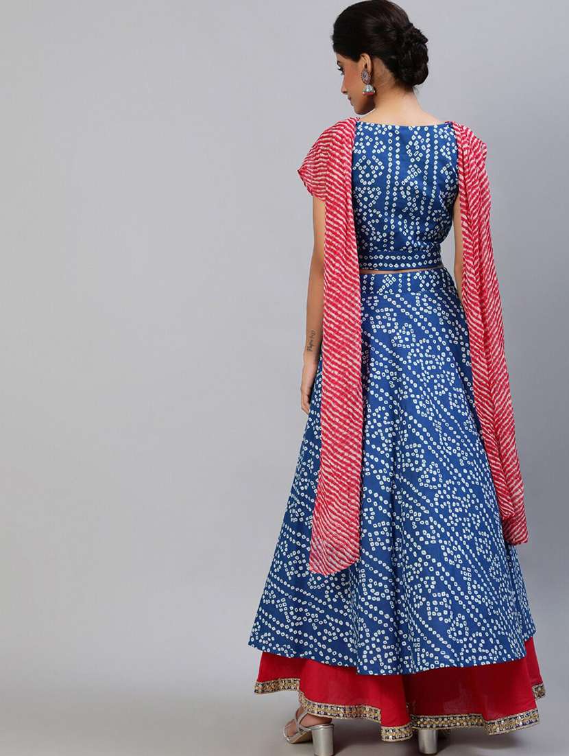 women printed sleeveless leehnga choli set - 22603127 -  Standard Image - 4