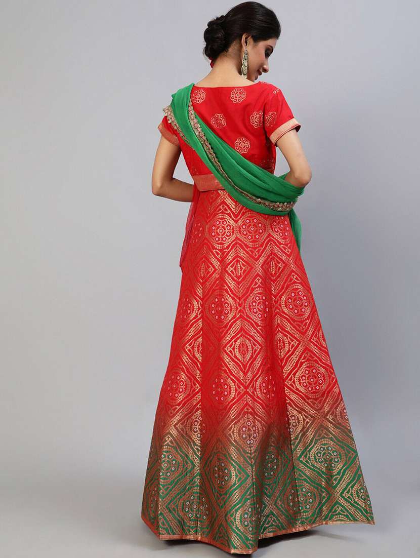 Women Self Design Short Sleeves Lehenga Choli Set - 22603128 -  Standard Image - 4