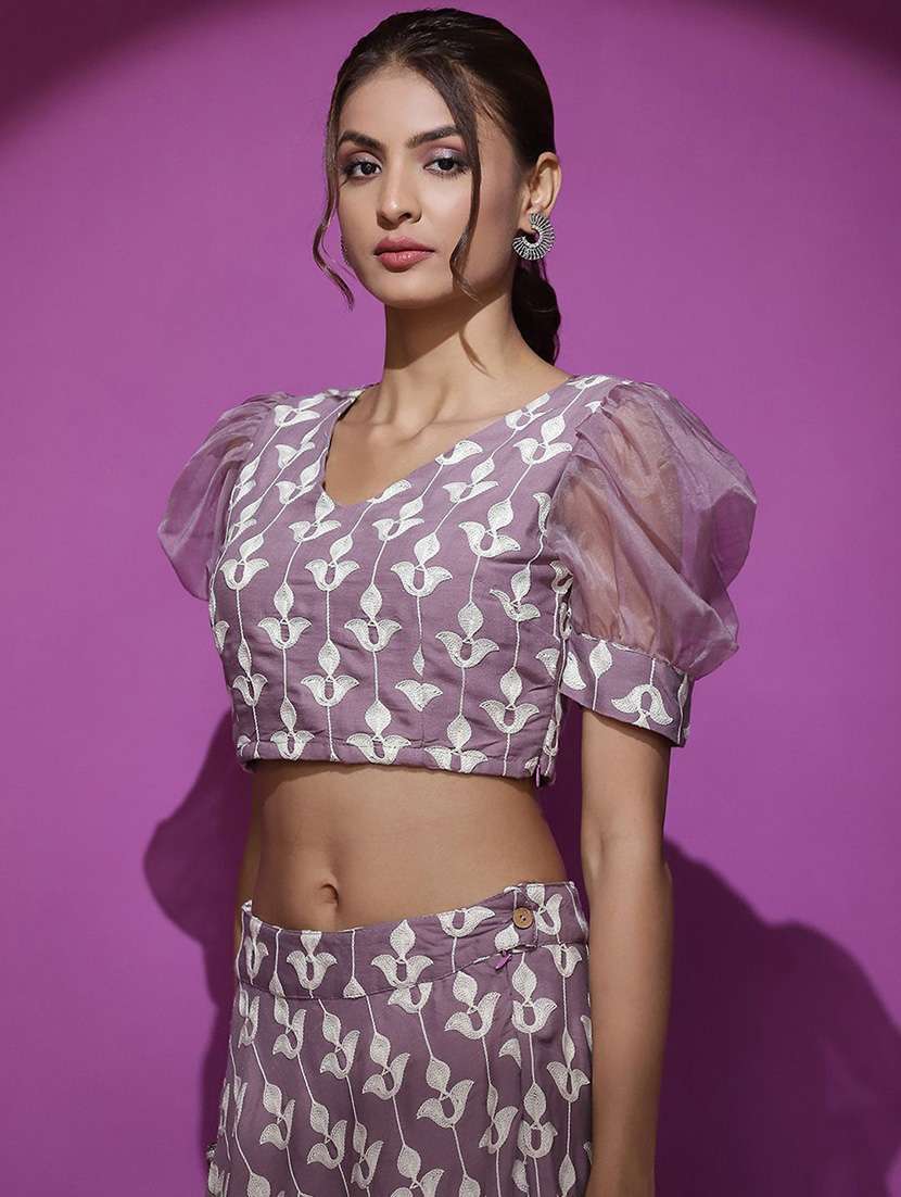 women embroidered puff sleeves lehenga choli set - 22603134 -  Standard Image - 1
