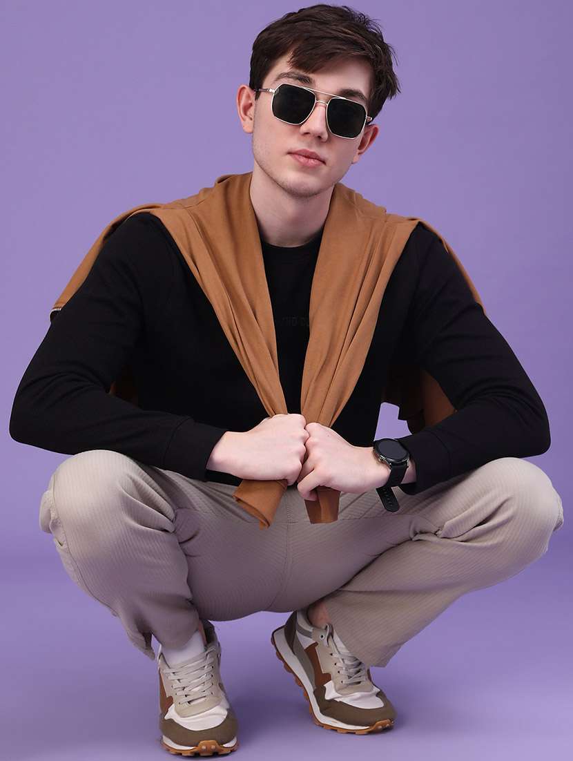 men textured long sleeves regular fit t-shirt - 22603280 -  Standard Image - 4