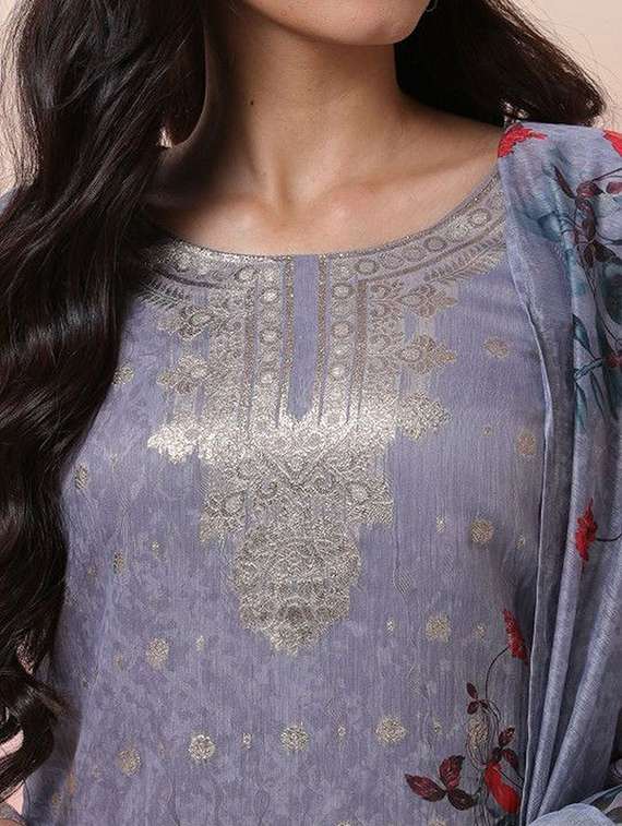 women printed three quarter sleeves kurta pant set with dupatta - 22603496 -  Standard Image - 1