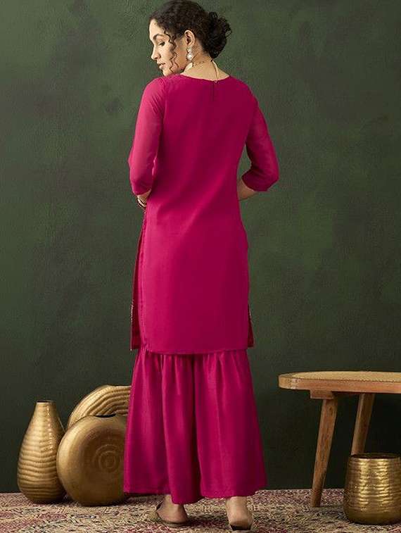 Women Embellished Three Quarter Sleeves Kurta Sharara Set - 22603539 -  Standard Image - 4