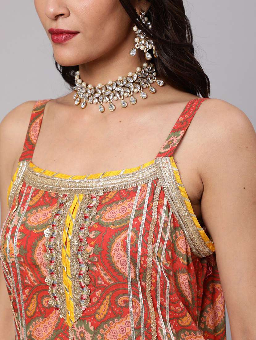 Women Printed Shoulder Strap Kurta Sharara Set With Dupatta - 22603585 -  Standard Image - 1