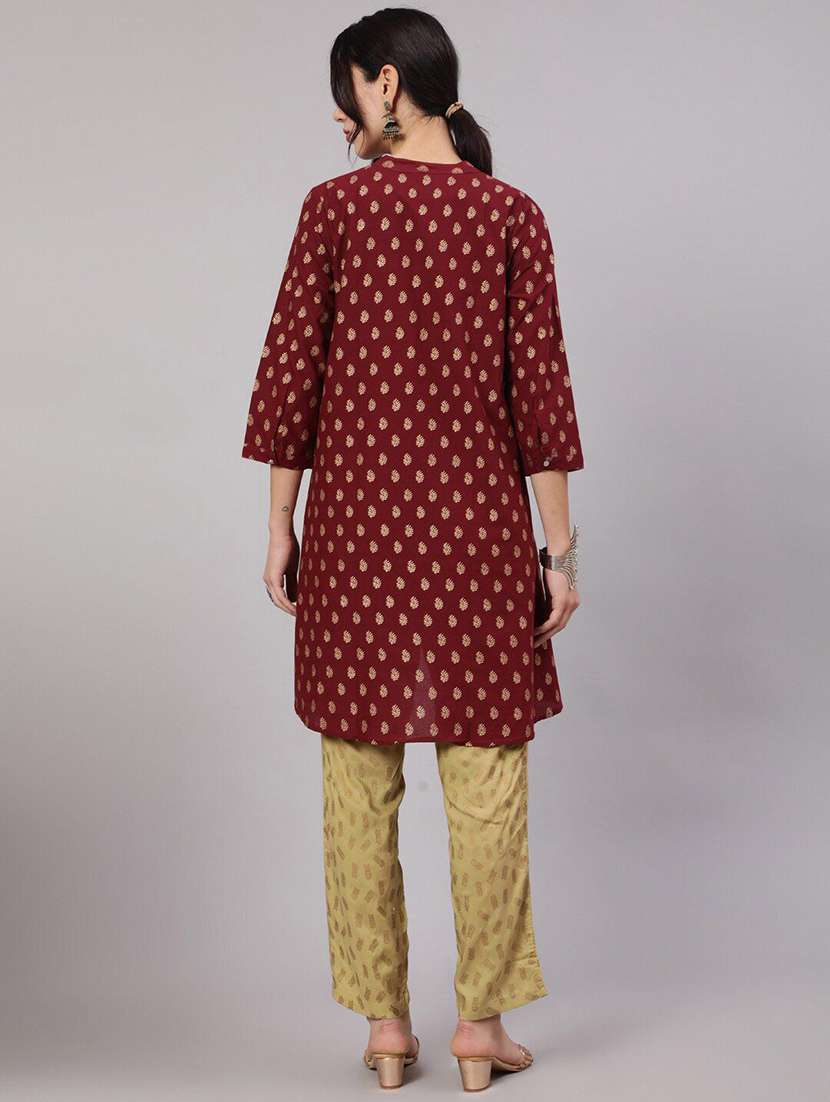 women printed three quarter sleeves top and pant set with jacket - 22603590 -  Standard Image - 4
