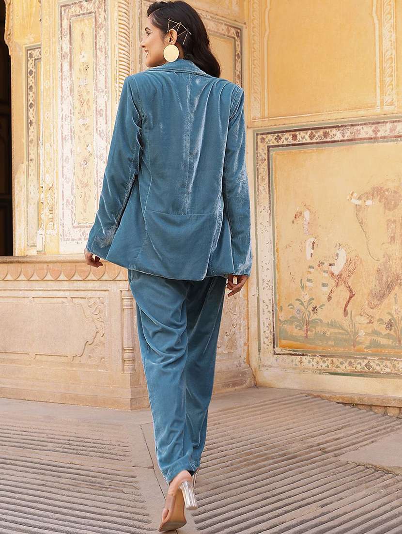 Women Solid Long Sleeves Blazer And Trouser Co-ord Set - 22603659 -  Standard Image - 4