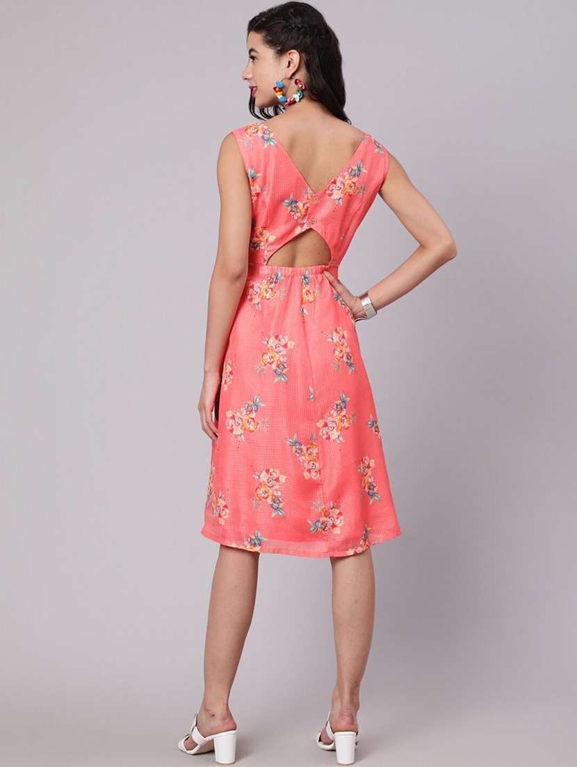 women floral printed sleeveless a-line dress - 22603663 -  Standard Image - 4