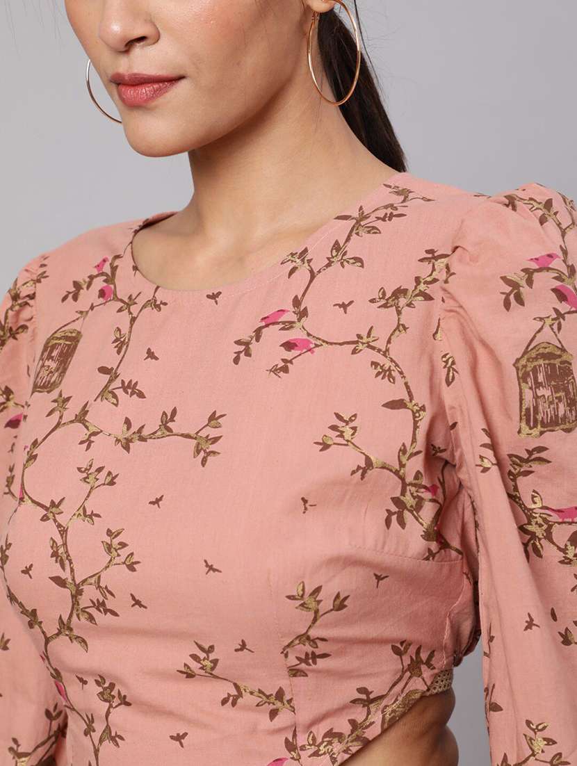 women printed long sleeves fit and flare dress - 22603665 -  Standard Image - 1