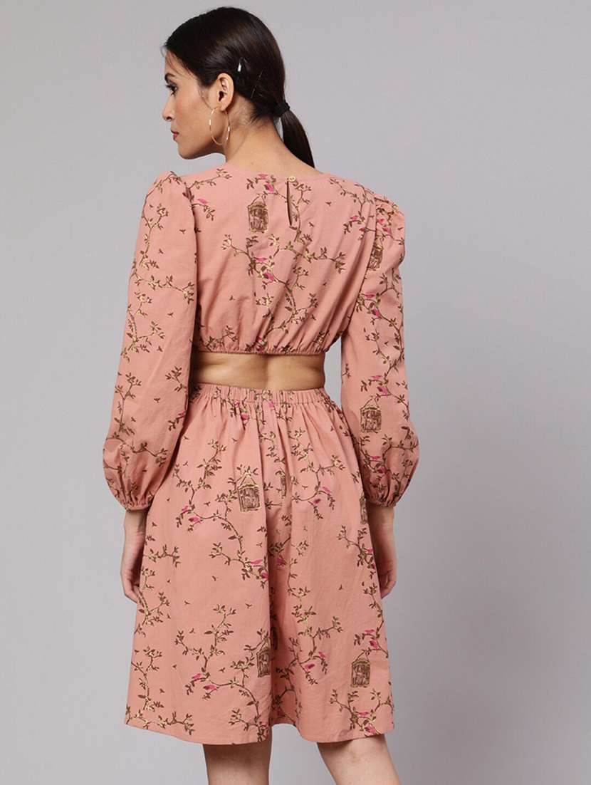 women printed long sleeves fit and flare dress - 22603665 -  Standard Image - 4